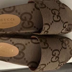 Gucci canvas slides platform